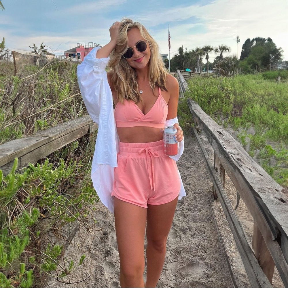 Fabletics Lounge Terry Gym Short in Pink Dust - NWOT